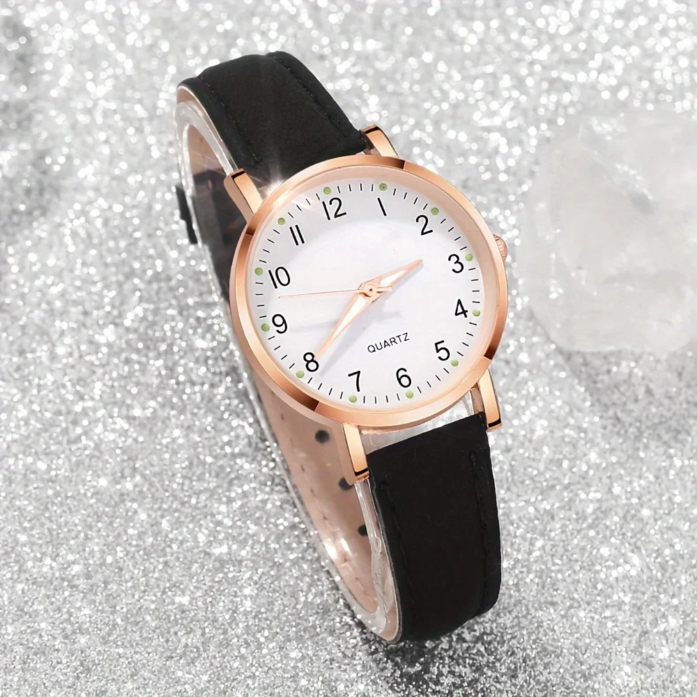 ABCElegant 8-piece women's quartz watch with faux leather strap-
