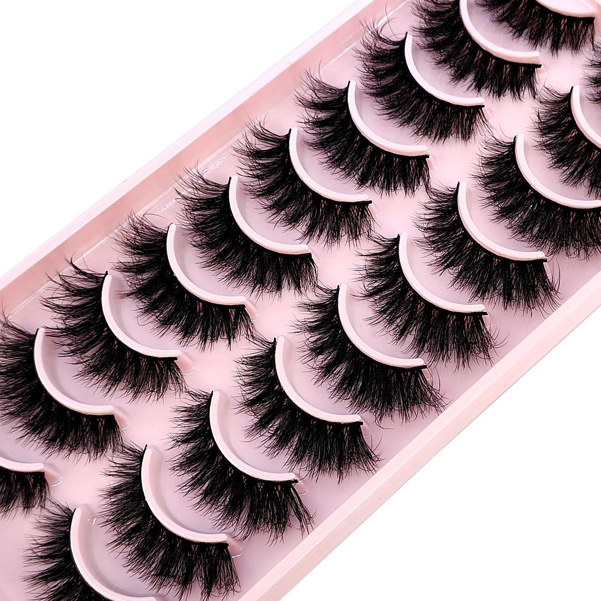 HBZGTLAD 10 Pairs Lashes 3D Mink Lashes Fluffy Reusable Lashes Mink False Eyelashes Soft Wispy Natural Cross Eyelash Extension