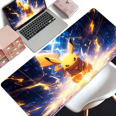 Gaming Mouse Pad XXL Laptop Accessories P-PikachuEs Non-slip Mousepad Office PC Cabinet Carpet Keyboard Extended Anime Desk Mat