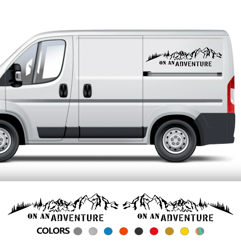 

Forest Mountain Car Stickers For Motorhome Horsebox Caravan RV Camper Van Body On An Adventure Decor Vinyl Decals Accessories