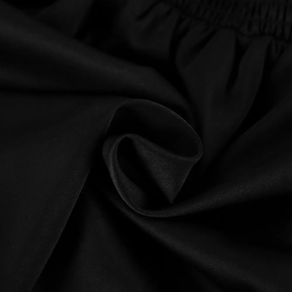Vestido midi de color negro para mujer, de manga larga, corte acampanado en la cintura, falda en forma de A, con detalles de vuelo, ideal para el otoño, para fiestas, eventos y citas.