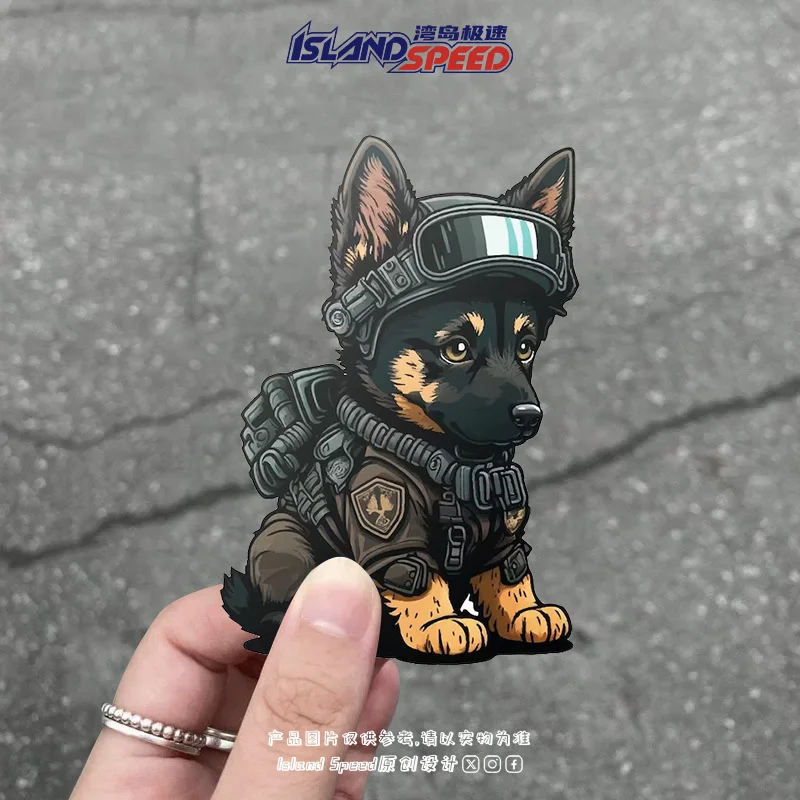 

Наклейка на автомобиль с немецкой овчаркой, милая тактическая наклейка с собакой, креативный мультяшный аксессуар для автомобиля, маскирующий царапины, декор