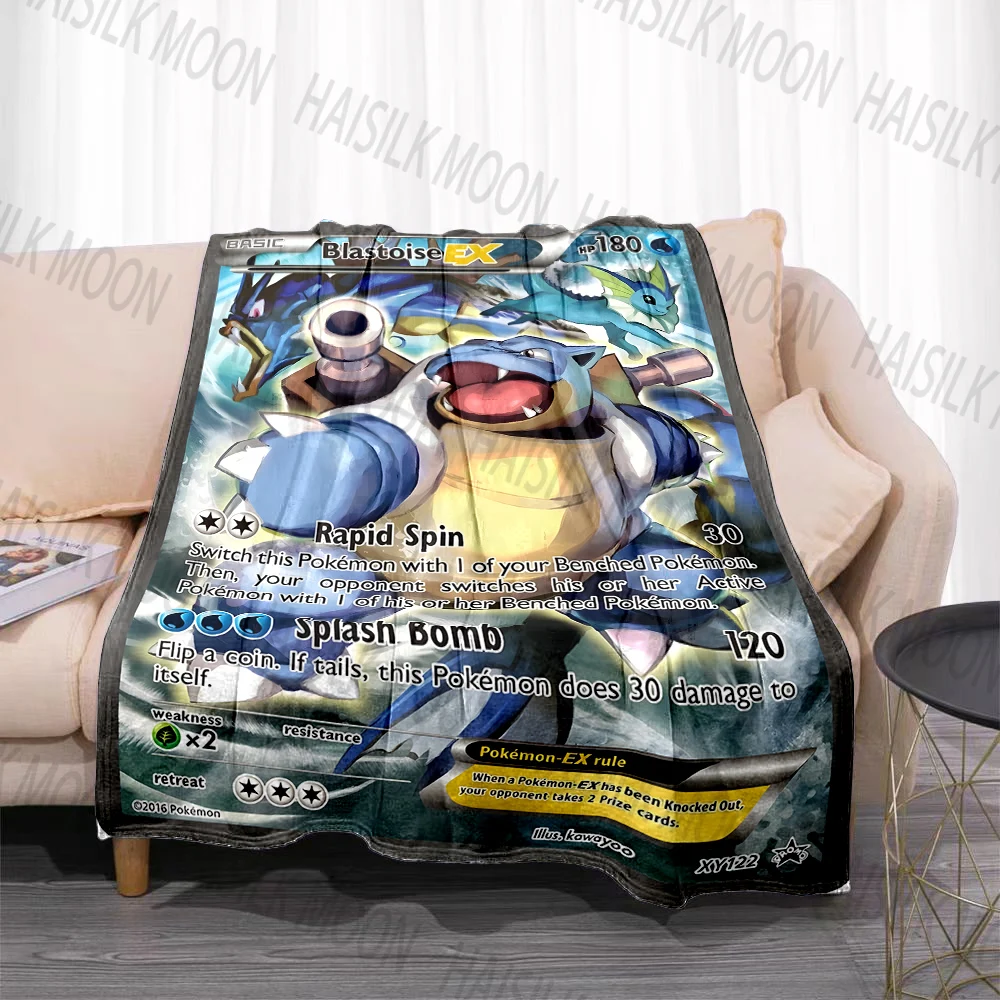 1PC Pokemon Cards Squirtle Blanket Warm Soft Fluffy Throw Kids Adult Sofa Bed Break Blanket for Travel Camping Picnic Car Gifts