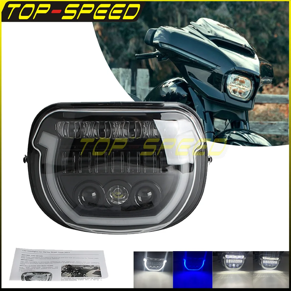 For Street Glide Motorcycle 12V LED Waterproof Front Headlight For Harley Touring CVO Street Glide 121 FLHXSE 117 FLHX 2023 2024