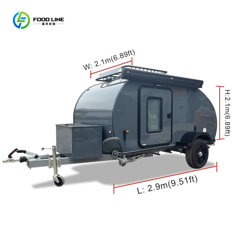 Small Car Camper Traile Mini off Road Camper Trailer Compact Teardrop Trailer Teardrop Camper with Pass-Thru Storage