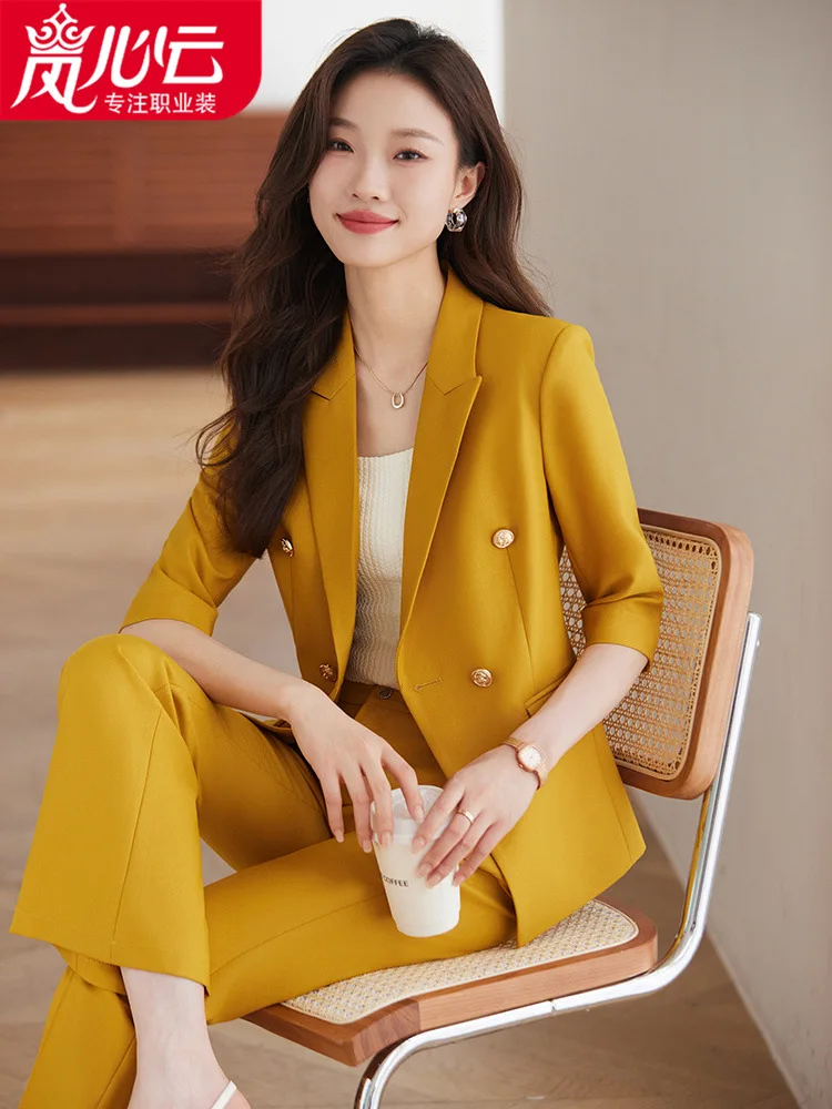 

Hotel Front Desk Attendant Beauty Salon Technician Overalls Female Temperament Business Suit High-End Front Desk Interview8810