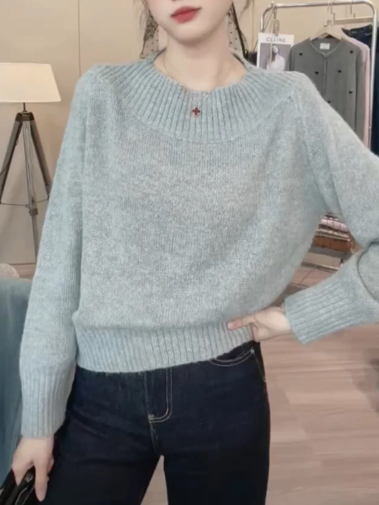 

Korean Sle Faionable Knitted One-oulder Top Women's Loose Fit Long Sve Camere Vest Autumn New Arrival Anti-Aging