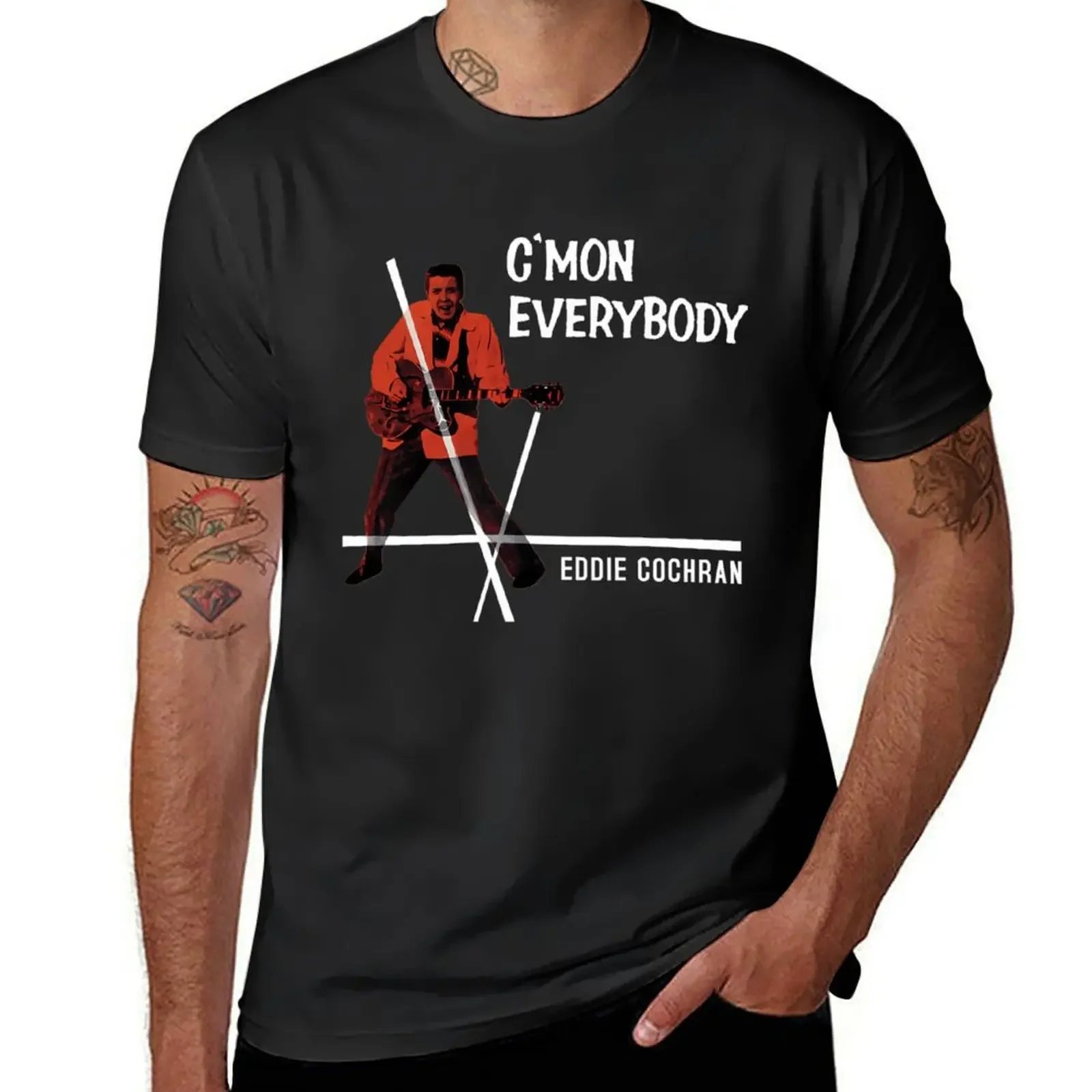 

Eddie Cochran C MON EVERYBODY Album Cover T-Shirt plain Short sleeve tee Clothing plus size men clothing