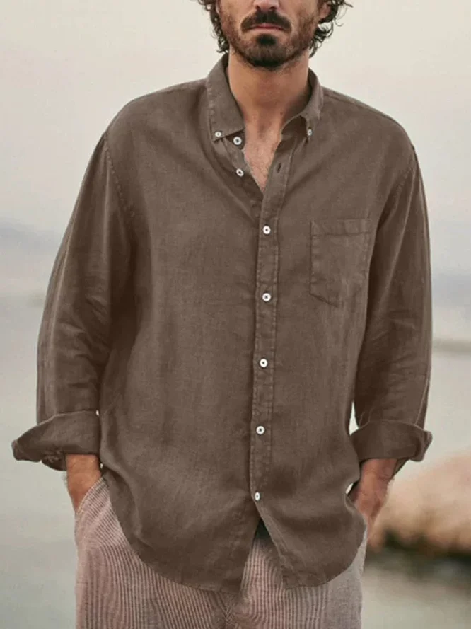 

Мужской кардиган из хлопка и льна в стиле ретро, свободный крой, длинный рукав, защита от солнца, повседневная рабочая одежда