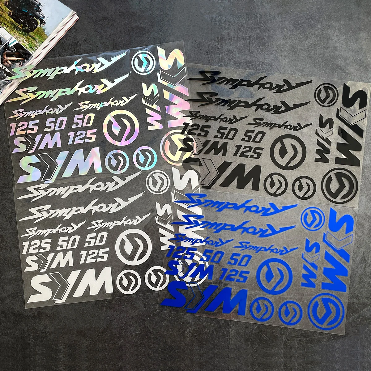 For SYM Symphony 50 125 Reflective Vinyl Stickers Italy Metal Flag Shield Decals Waterproof Scooter Helmet Custom Accessories