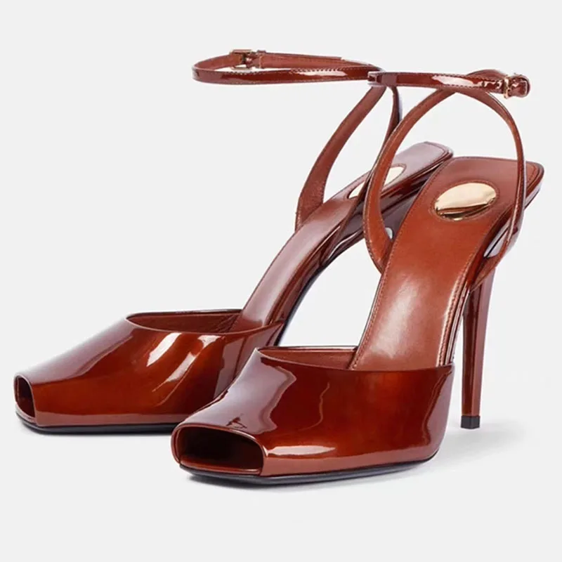 

Женские туфли на высоком каблуке, сексуальные босоножки, летняя новинка 2026, модные роскошные туфли с открытым носком, свадебные туфли-лодочки, элегантные туфли с ремешком на пятке для женщин