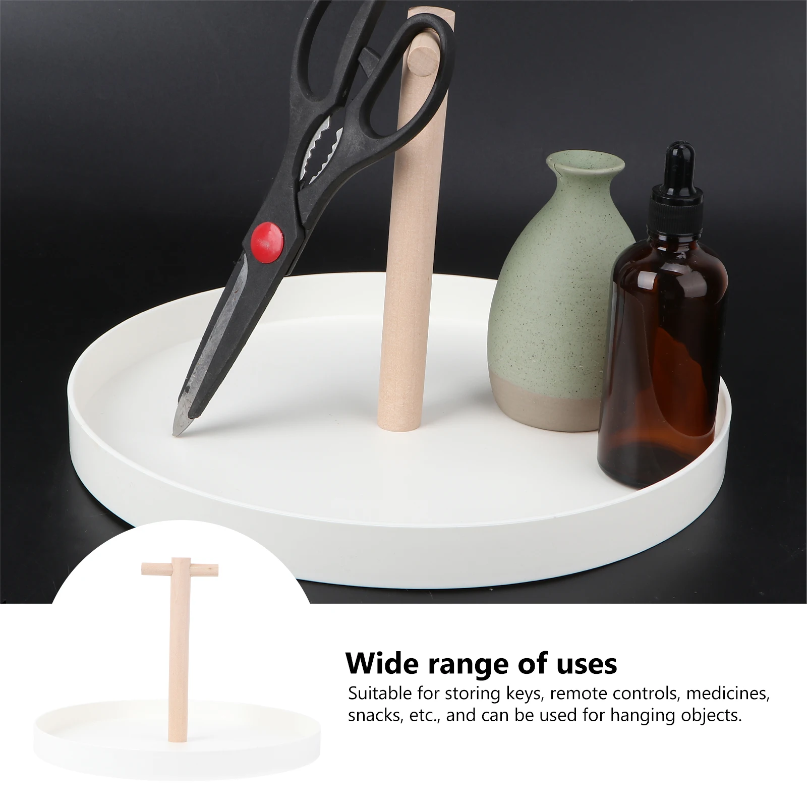 

Portable Wooden Tray Storage Decor Simple Round Shape Jewelry Sundries Desktop Plate Trays Home ganization Key Remote Snack