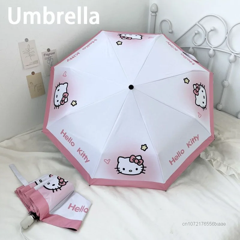 Sanrio Hello Kitty Umbrellas Y2k Girl Cartoon Aesthetic All Weather Umbrella Women Outdoor Accessories Waterproof UV Protection