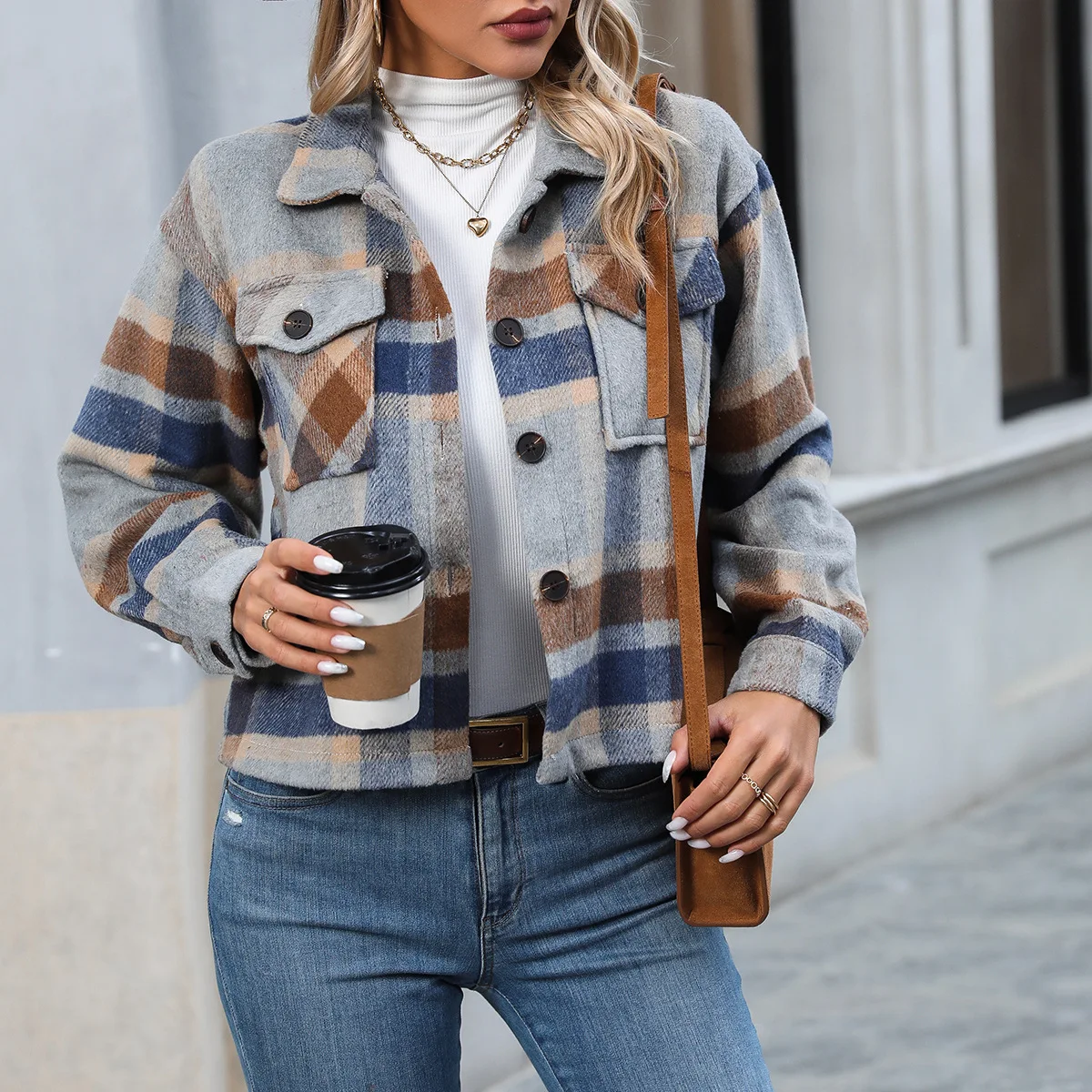 

Short Coats Women Jackets Turn Down Collar Full Sleeve Coat Y2k Streetwear Elegant Splice Jacket Work Outerwear Autumn Winter