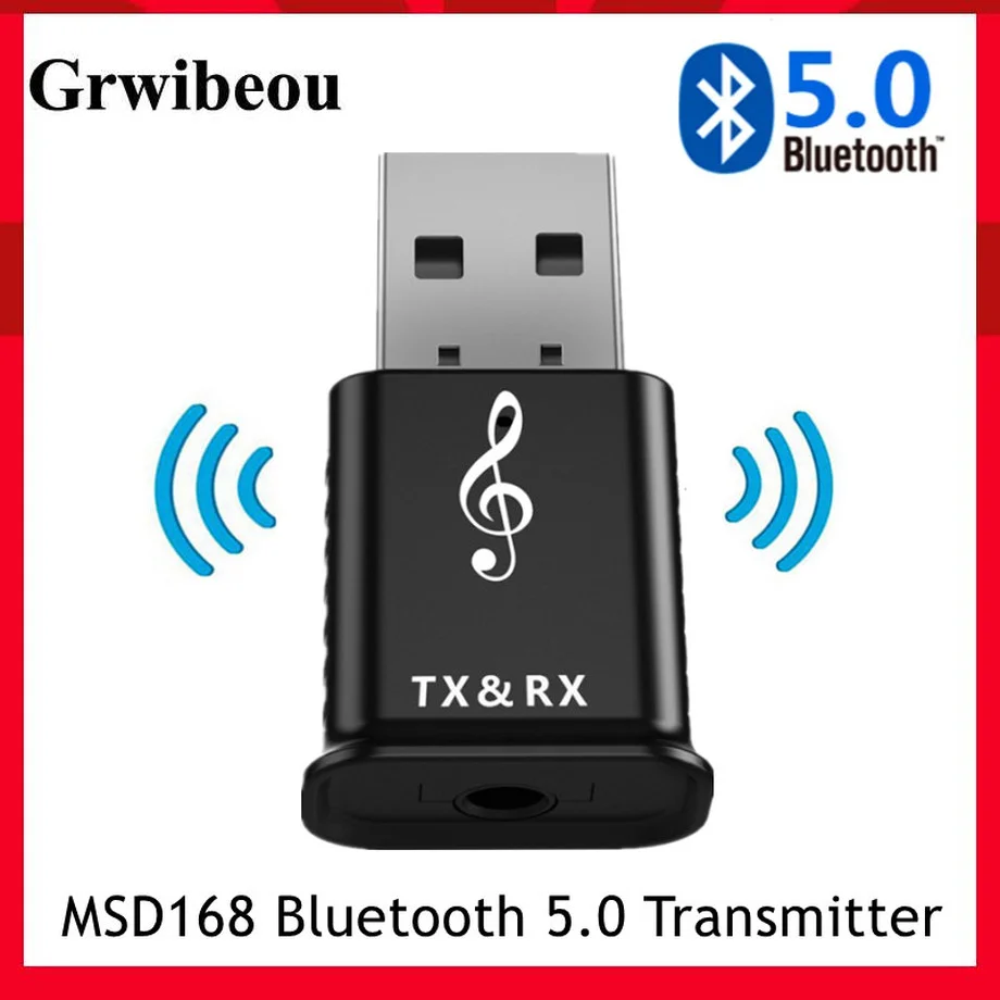 Grwibeou 2 in 1 Bluetooth 5.0 Transmitter Receiver Mini 3.5mm AUX Stereo Wireless Bluetooth Adapter For Wireless Earphone TV MP3