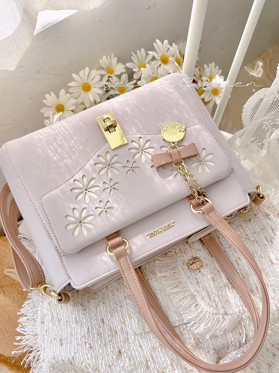 Japanese Lolita Sweet Romantic Delicate Little Daisy Handbag Girl Large Capacity Versatile Commuter Shoulder Messenger Bag Woman