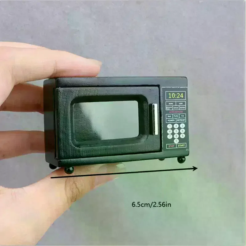 1:12 casa de bonecas em miniatura preta forno de micro-ondas móveis modelo de casa decoração brinquedo acessórios para casa de boneca