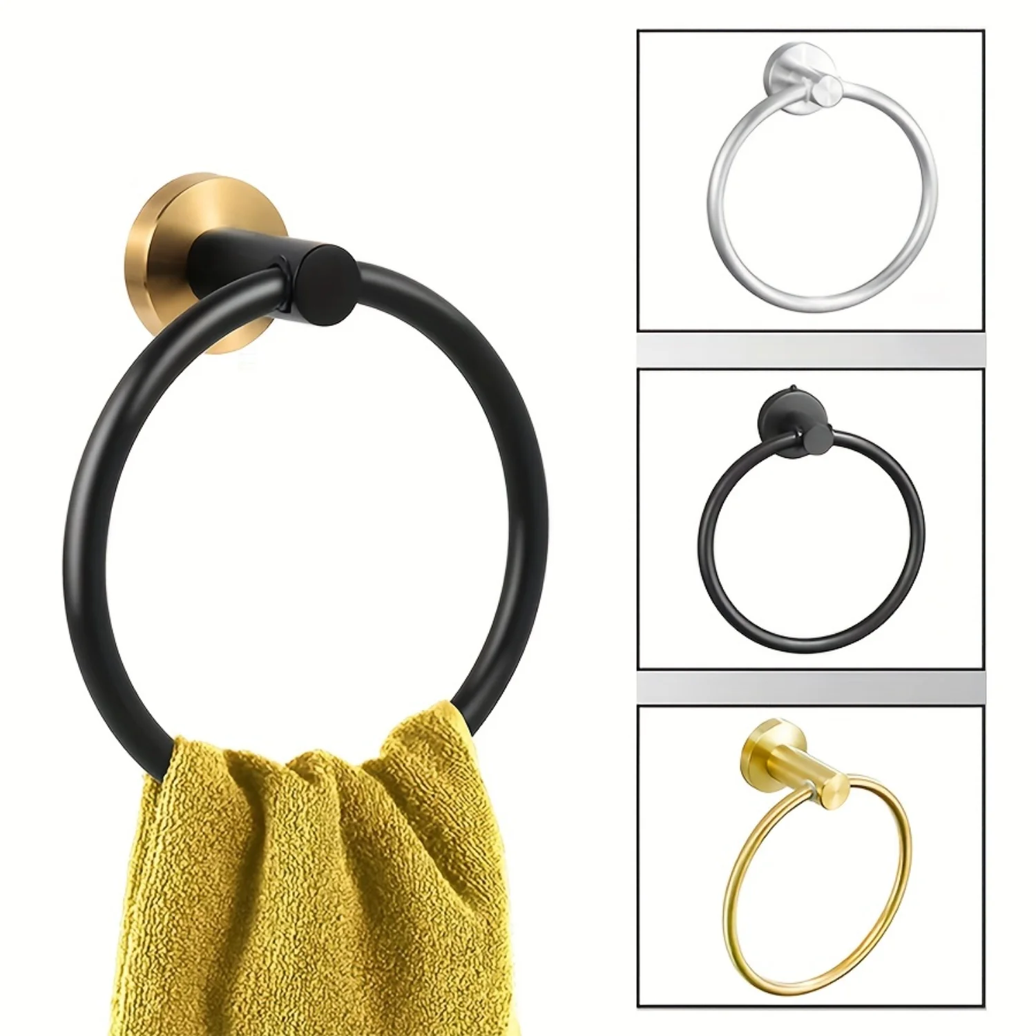 

Stainless Steel Wall Mounted Towel Ring for Bathroom and Kitchen - Ideal for Hand Towels - Durable Hardware for 1pc