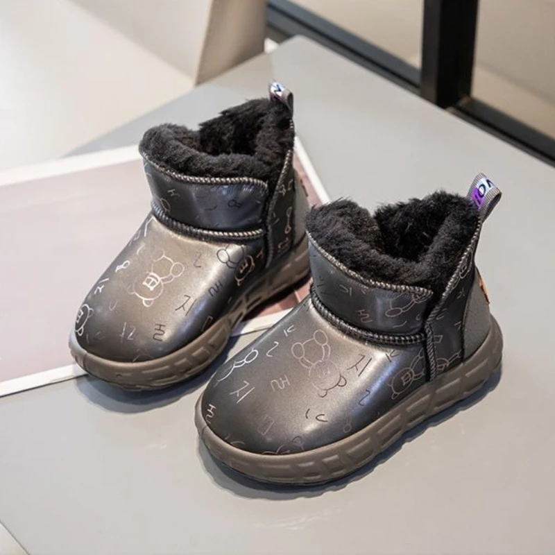 الشتاء الاطفال الحرارية فروي الثلوج الأحذية للفتيات الصوف مبطن القطن في الهواء الطلق الأحذية الدافئة الطفل الأحذية مع باطن عدم الانزلاق #5