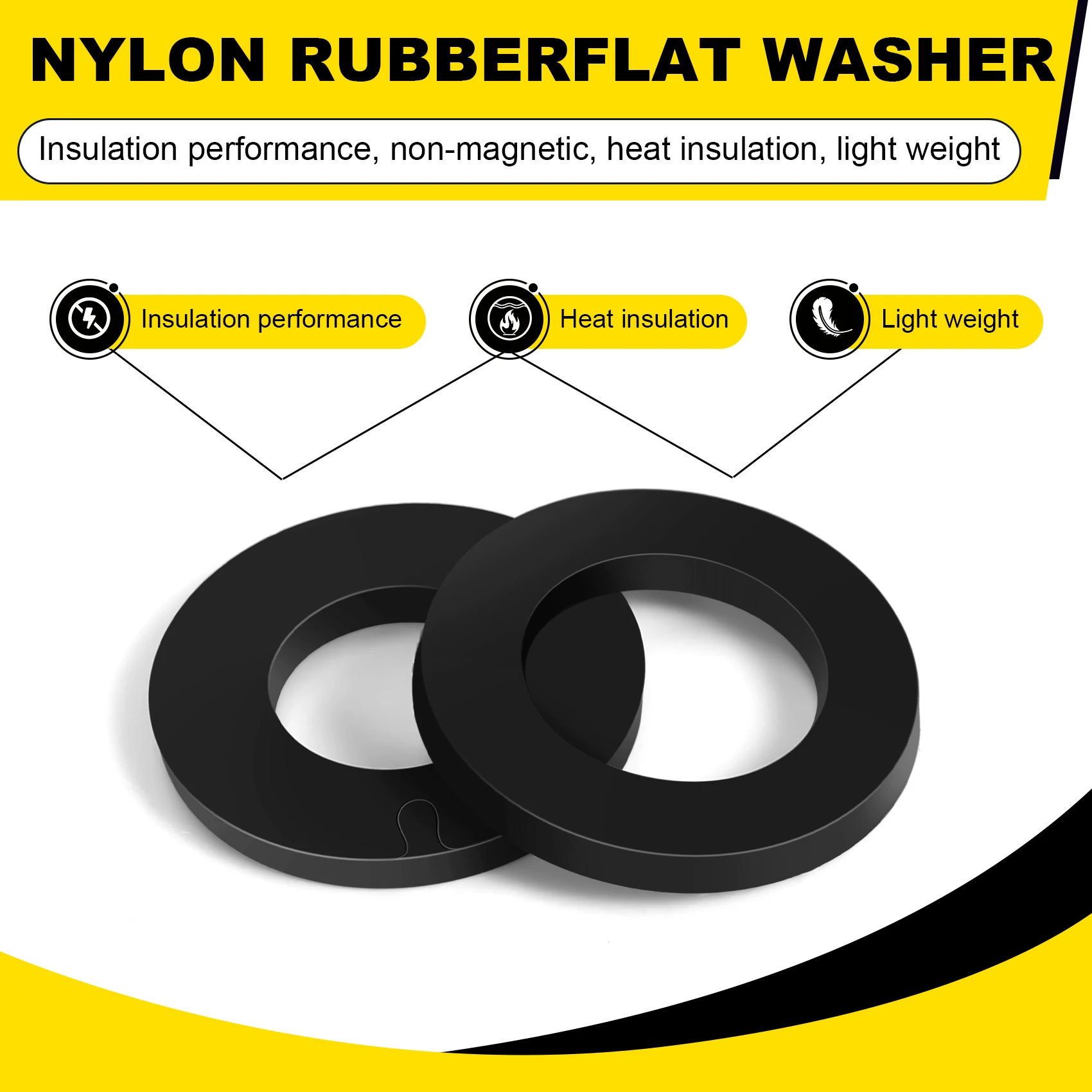 Kit surtido de arandelas planas de nailon negro, piezas para M2, M2.5, M3, M4, M5, M8, M10, M12, arandelas de reparación lisas, Kit de juntas para muebles, 600