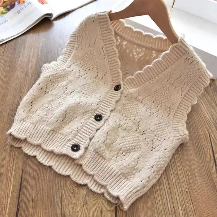 

Girls Knitted Vest Spring Autumn 2025 Children's Clothing Woolen Jersey Sweaters Tops For Baby Girl Outerwear Kids Vests Outfits