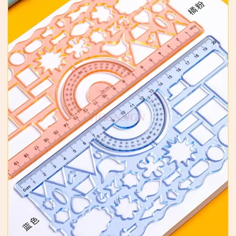 2pcs  learning set, ruler,soft ruler, multifunctional geometric drawing ruler,children's drawing hollow ruler Wanhua ruler