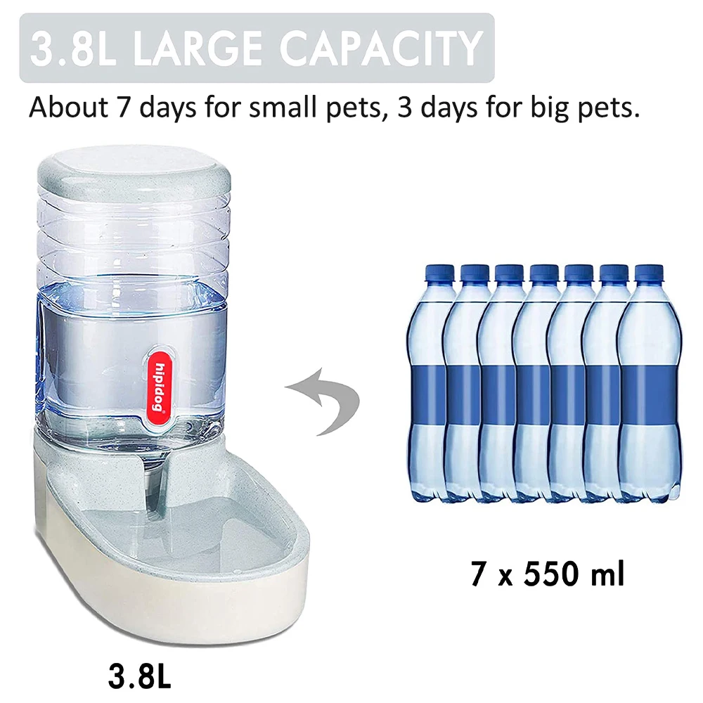 Dog Automatic Feeder Waterer Set Gravity Pet Food Dispensers Cat Water Dispenser 3.8L Large Capacity Storage Container for Dogs