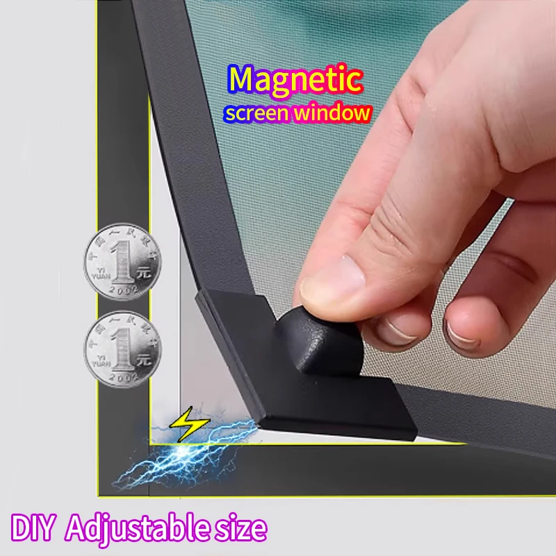 Magnetischer Fenster-Fliegengitter-Tüll, Stealth-Design, individuell anpassbar, DIY-Sommer-Netzvorhang, waschbar, Anti-Fliegen- und Mückennetz, magnetisch selbstklebend