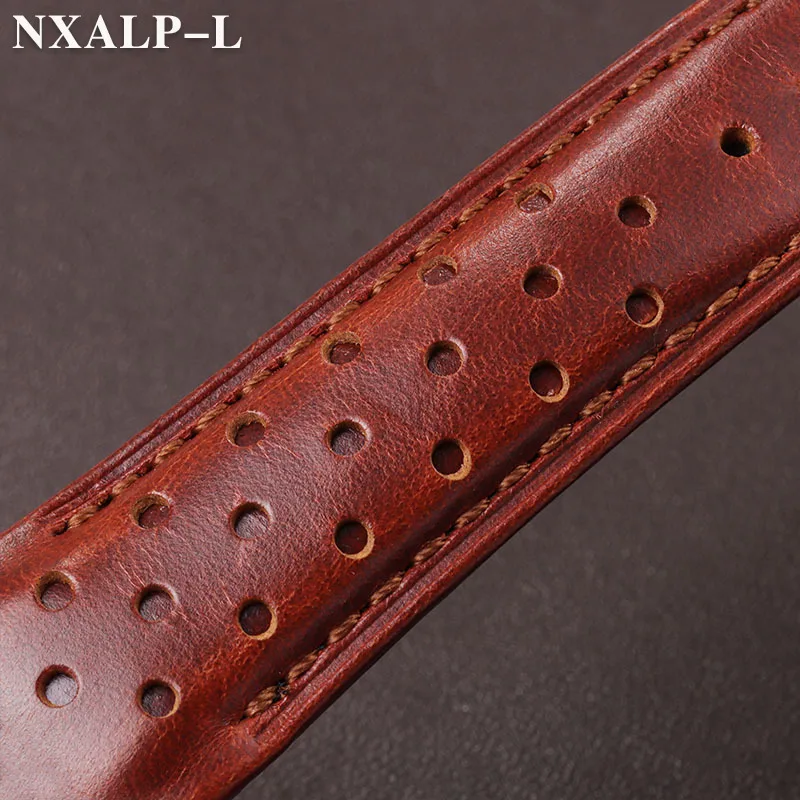 Genuine Leather Watch Band Curved End Strap 20mm 22mm Oil Wax Cowhide Bracelet for Seiko Men's Watchband Universal Accessories