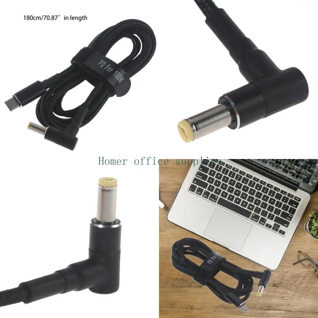 

K43B 100W PD USB Type C Male Input for DC 5.5 x 1.7 mm Male Power Charging Cable