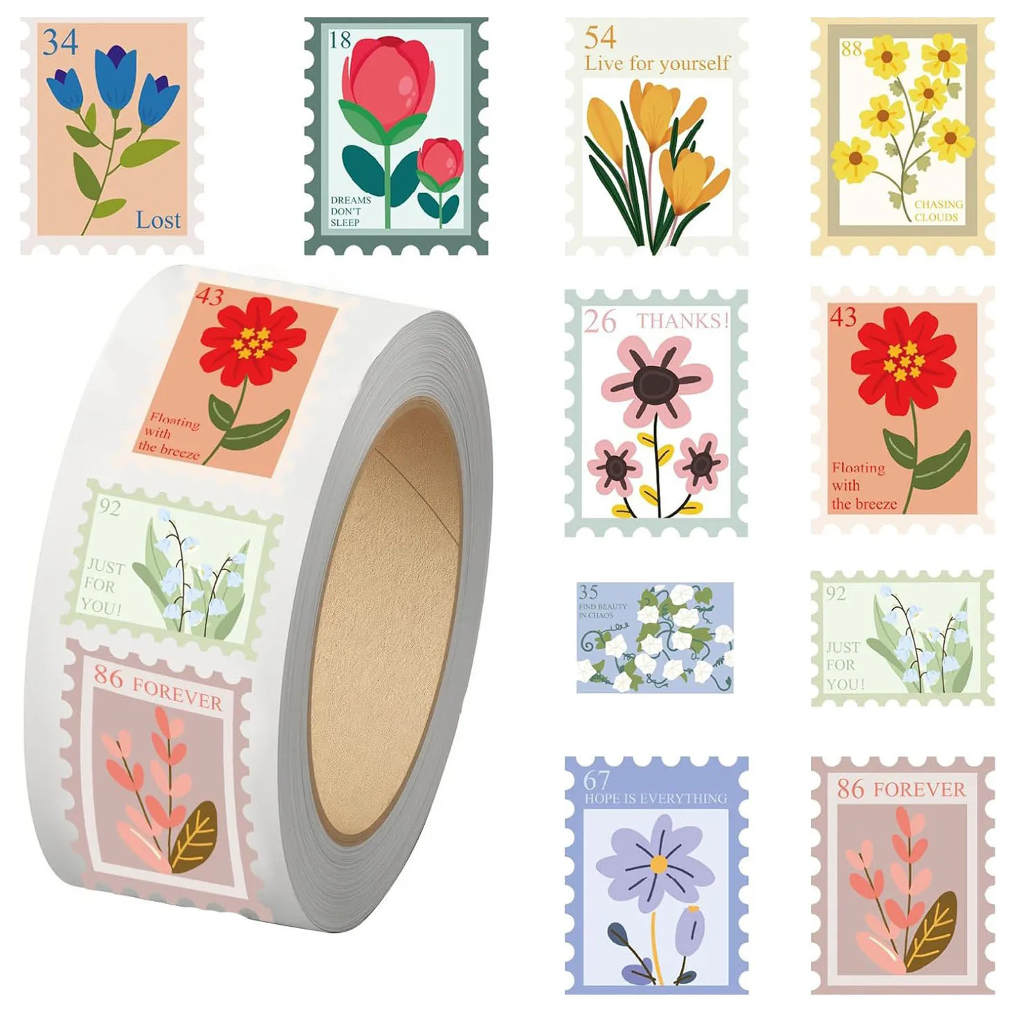 500 قطعة ملصقات لفة ملاحظة ملونة ملصق يدوي الصنع ملصقات الكتابة على الجدران الكرتونية DIY بها بنفسك الهاتف الغيتار المحمول دفتر حقيبة هدايا مقاومة للماء #1