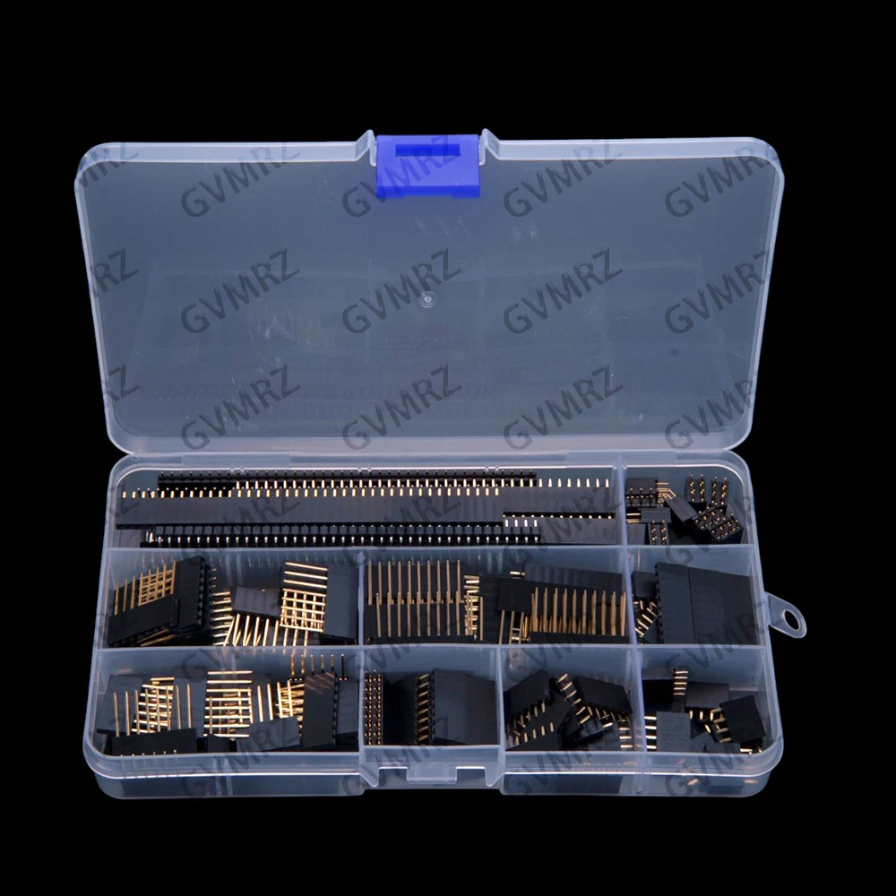 112PCS female male pin headers 2.54mm  bent pins PCB board combination kit single and double row female pin headers straight