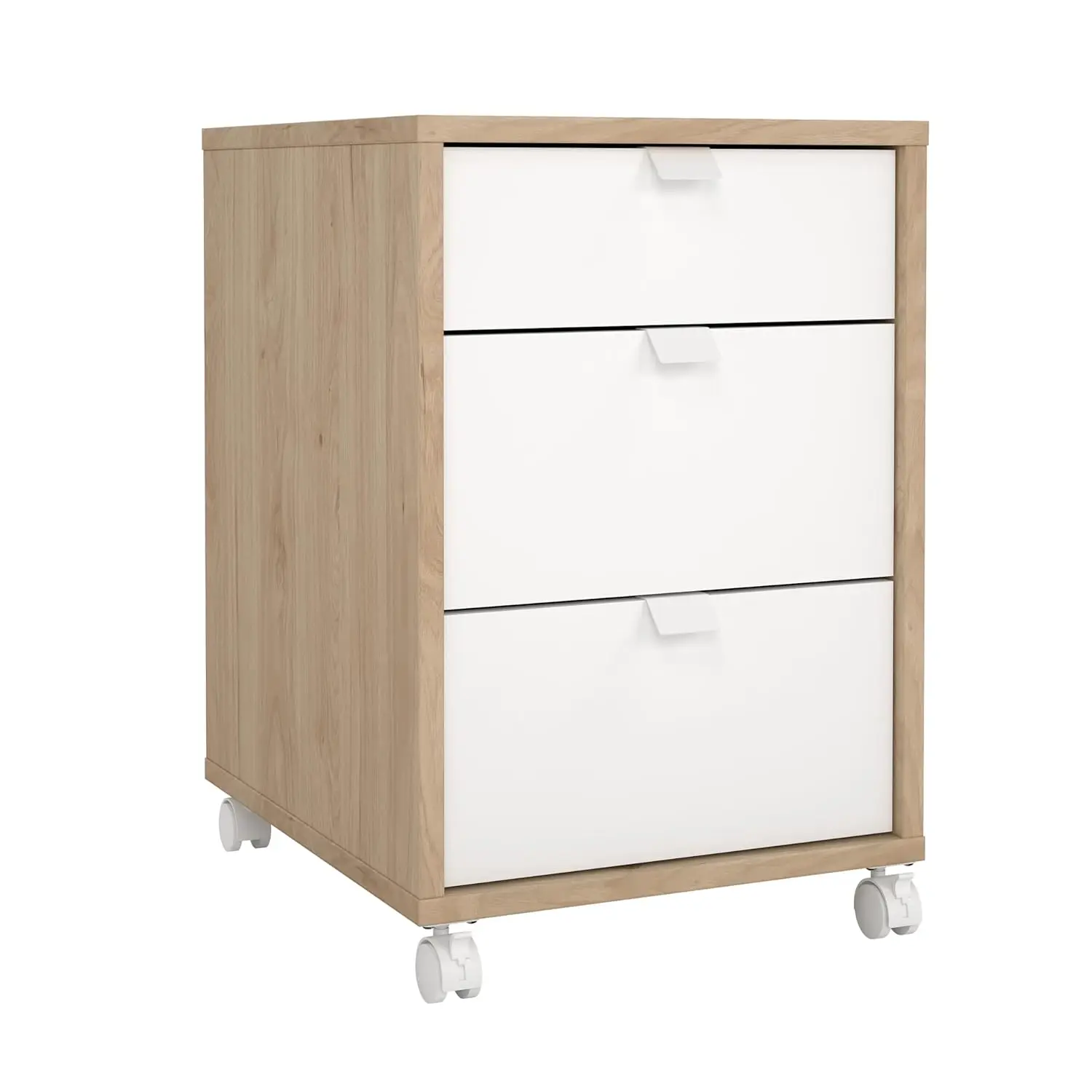 

Mobile Cabinet 3 Drawers Casters Jackson Hickory White, Customized