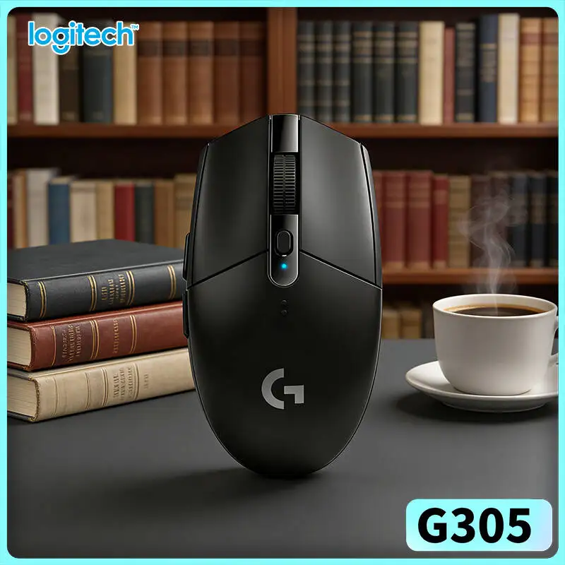 Logitech G305 Gaming Mouse with 12000 DPI HERO Sensor LIGHTSPEED Tech 6 Custom Buttons 250h Battery PC Mac Wireless Accessory