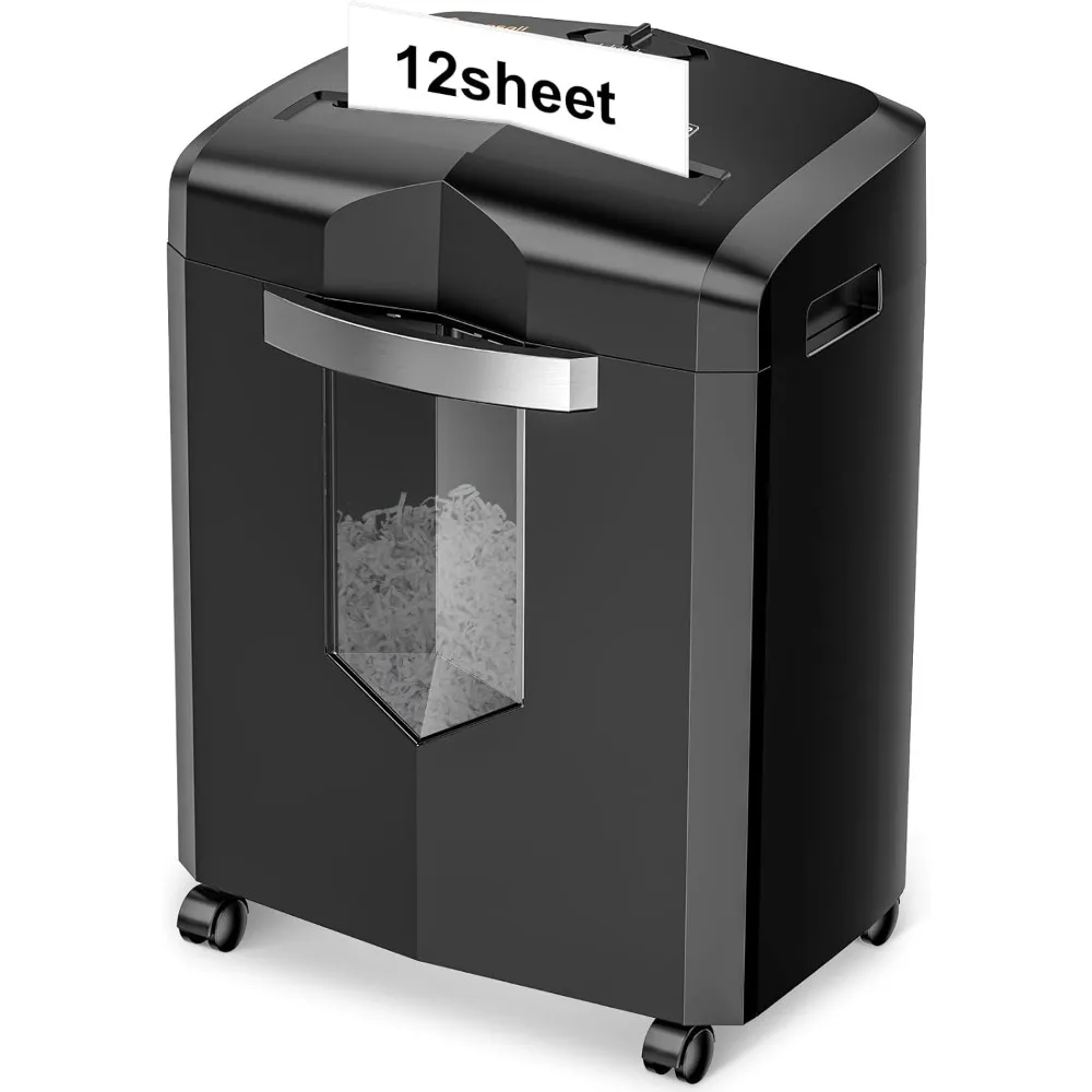 

Paper Shredder, 12 Sheet Cross Cut Shredders for Home Office Heavy Duty, 20-Minutes Running Time with 4.2 Gal Pullout Bin
