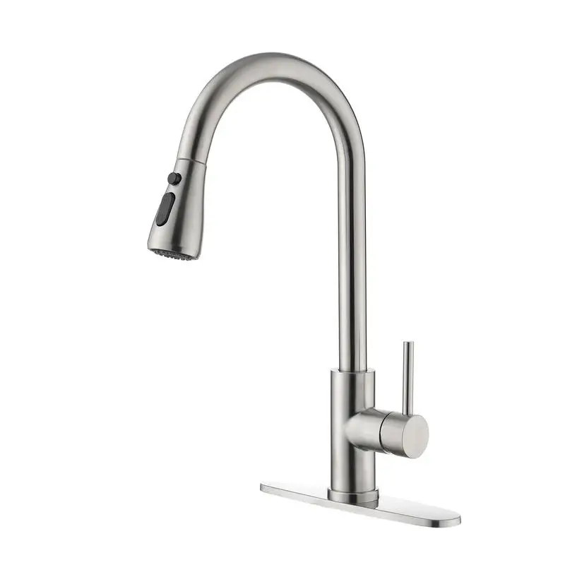 

Single Handle Kitchen Sink Faucet with Pull-Out Sprayer, Modern Design, Easy Installation, Water Efficient, Chrome Finish