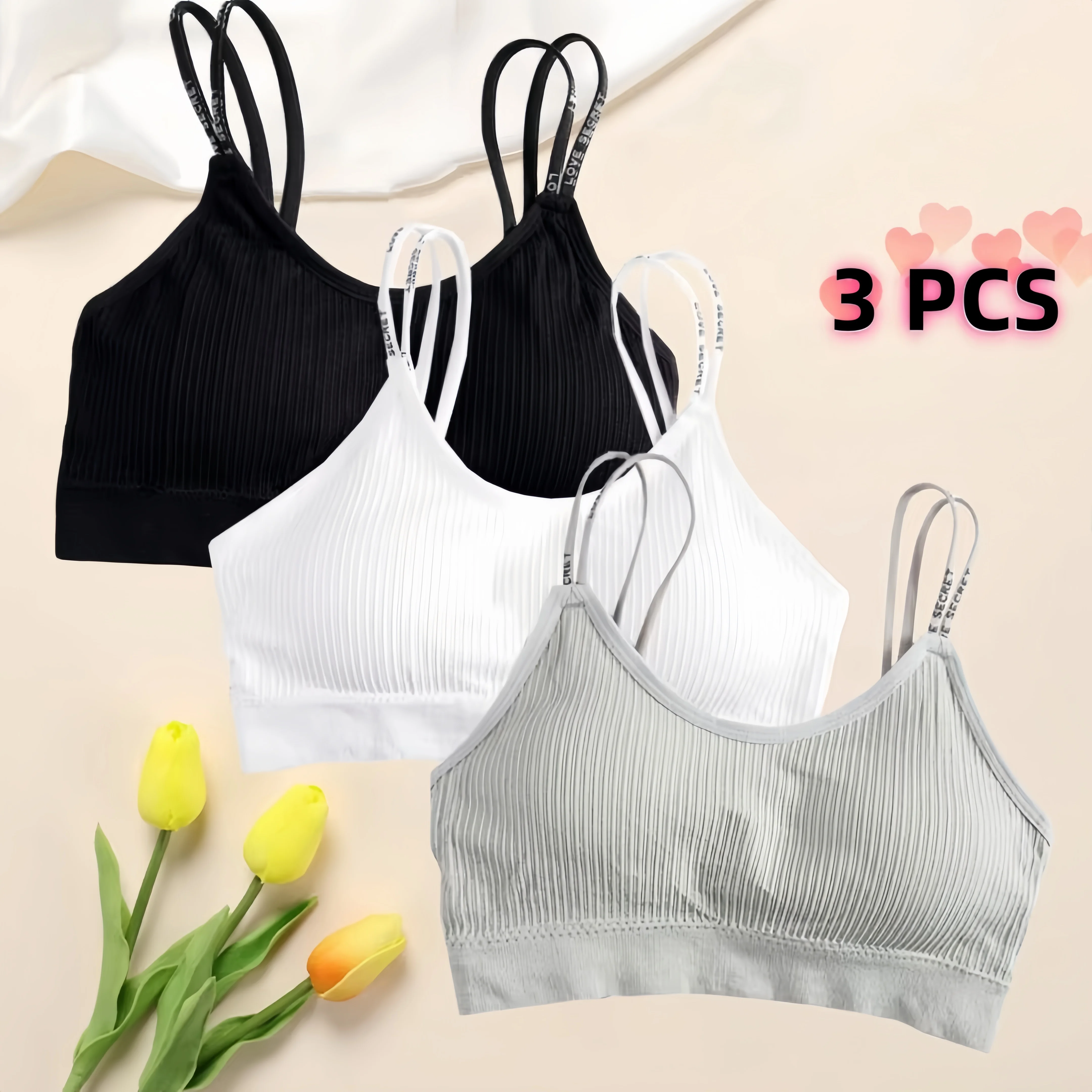 3 PCS Underwear Student Yoga Beautiful Back Tube Top Bra Wrap Women's Camisole Sleep Sports Underwear Female