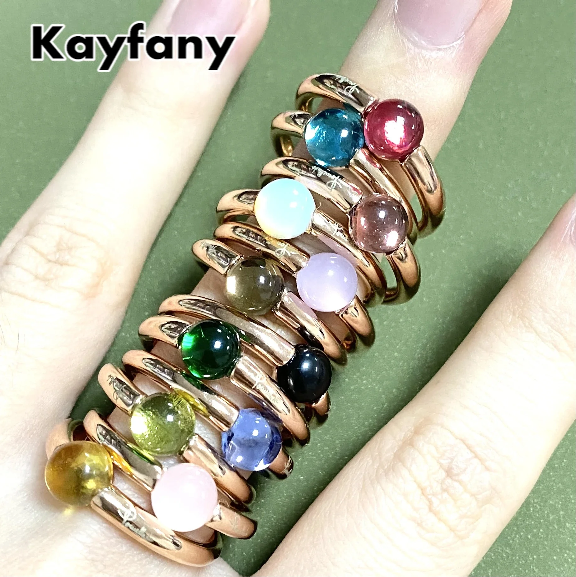 Ring 23 Colors Simple Round Candy Style Ring Natural Mica Turquoise Crystal Ring For Women Candy Ring Birthday Gift