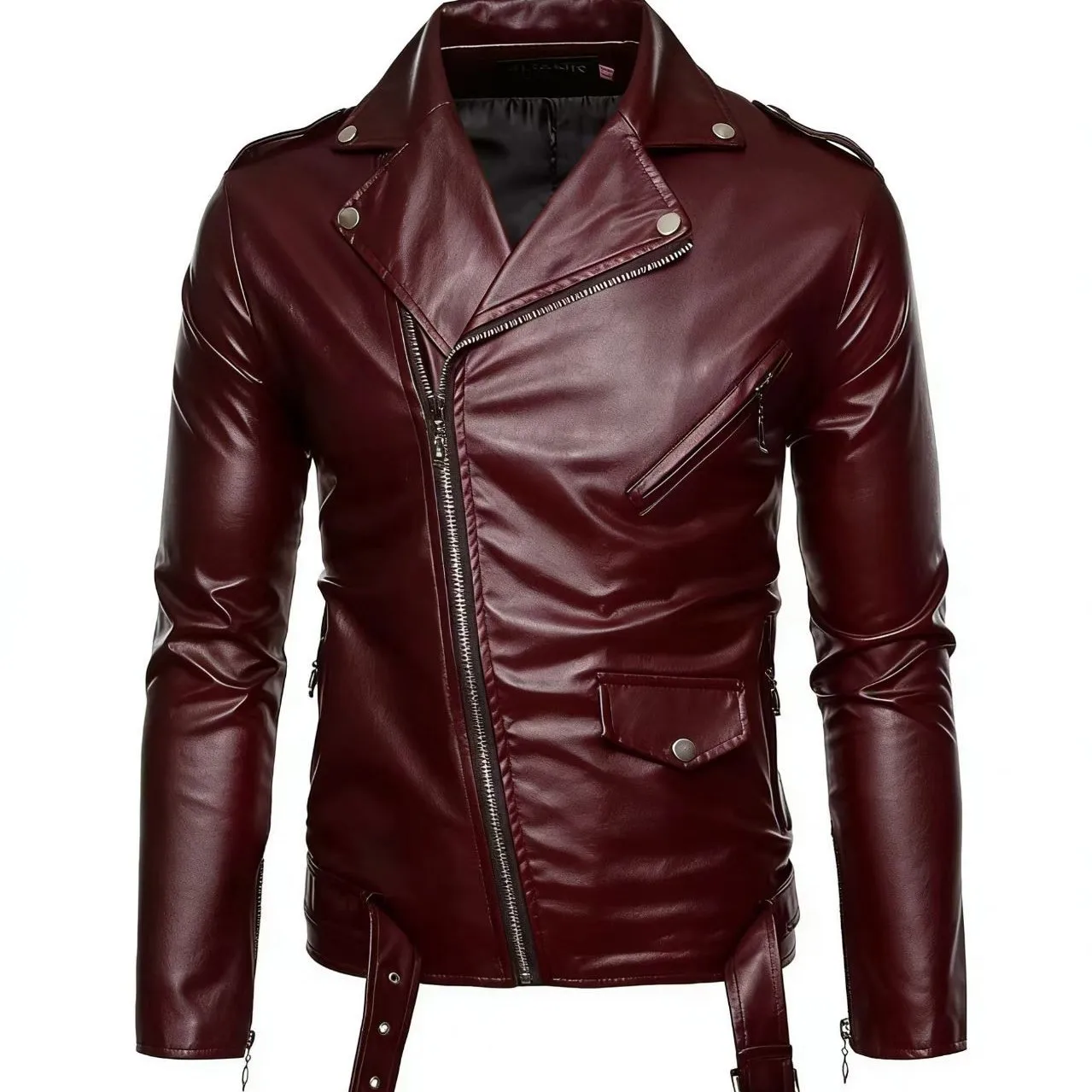 European American New Fashion Men Solid Color Asymmetrical Zipper Casual Simple Daily Jackets Spring Autumn Male Slim Coats Tops