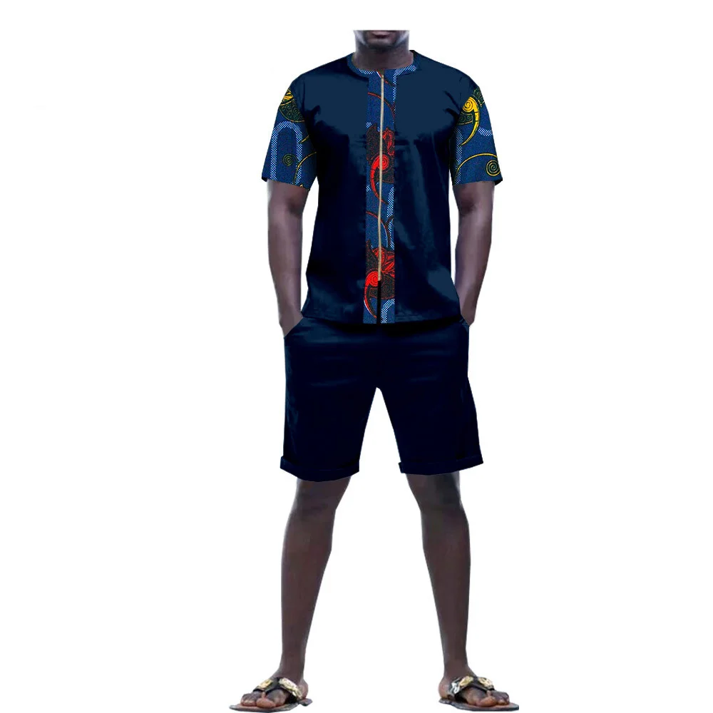 

African Clothes for Men Shorts Sleeve Print Shirts and Short Pants 2 Piece Set Ankara Attire Plus Size Casual Outfits