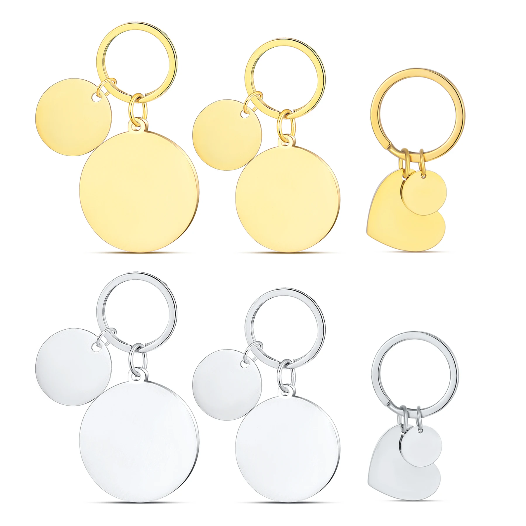 1Pc Personalized Text photo Stainless Steel Round Heart Tag Key Chain for Women Men Gift