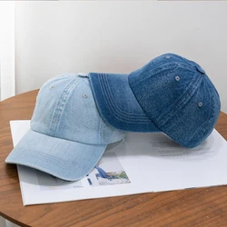 Fashion Denim Baseball Cap For Women Men Solid Color Adjustable Outdoor Sun Visors Hat Punk Hip Hop Dad Trucker Ponytail Caps