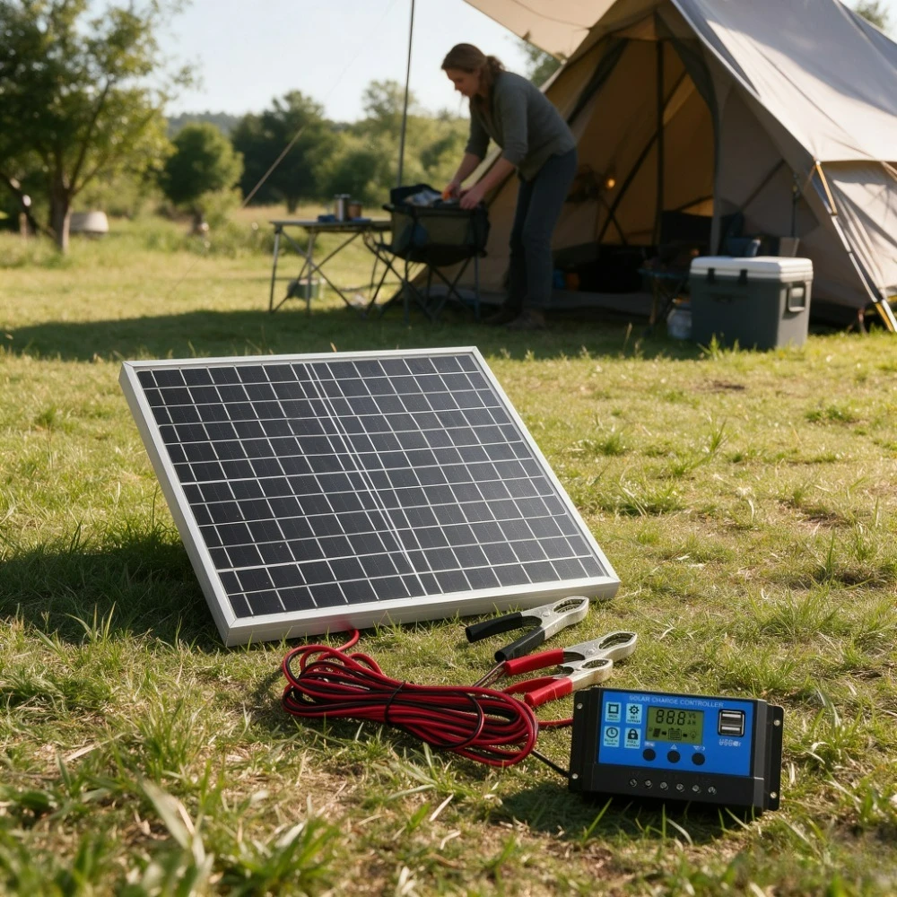 Off Grid Portable Power Supply Solar Kit 12W Monocrystalline Aluminum Solar Panel 12V Smart Charge Controller for Camping Hiking