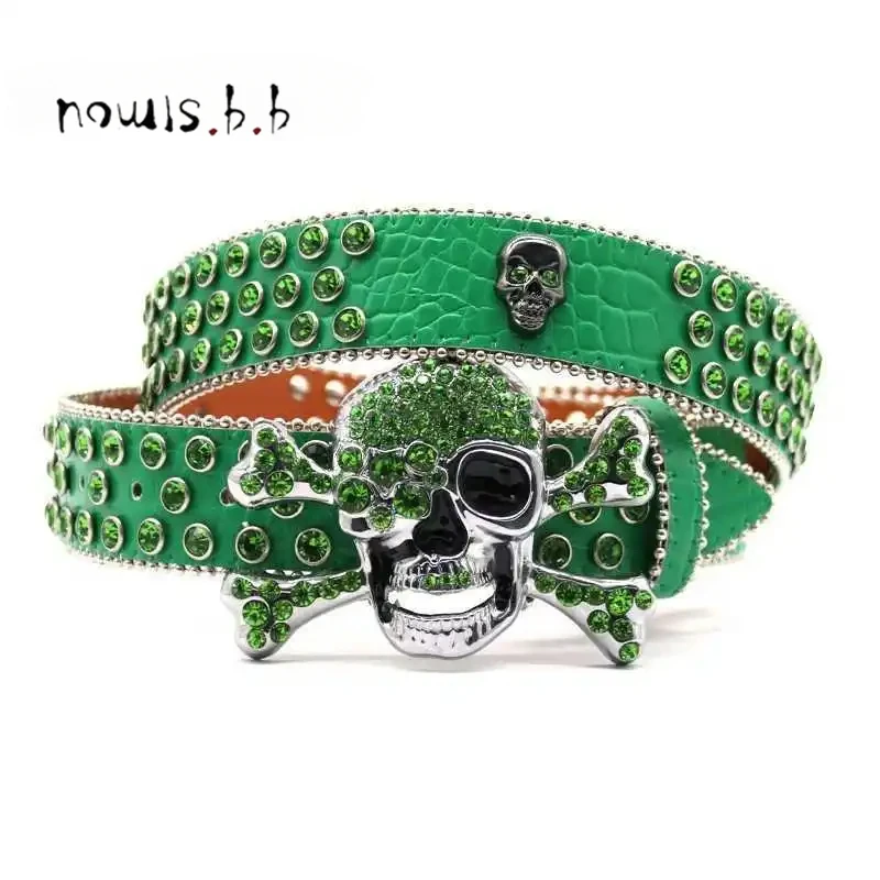 

Western Rhinestones Belt Removable Buckle Luxury Strap Leather Studded Belt for Women Men Cowgirl Cowboy Ceinture Femme