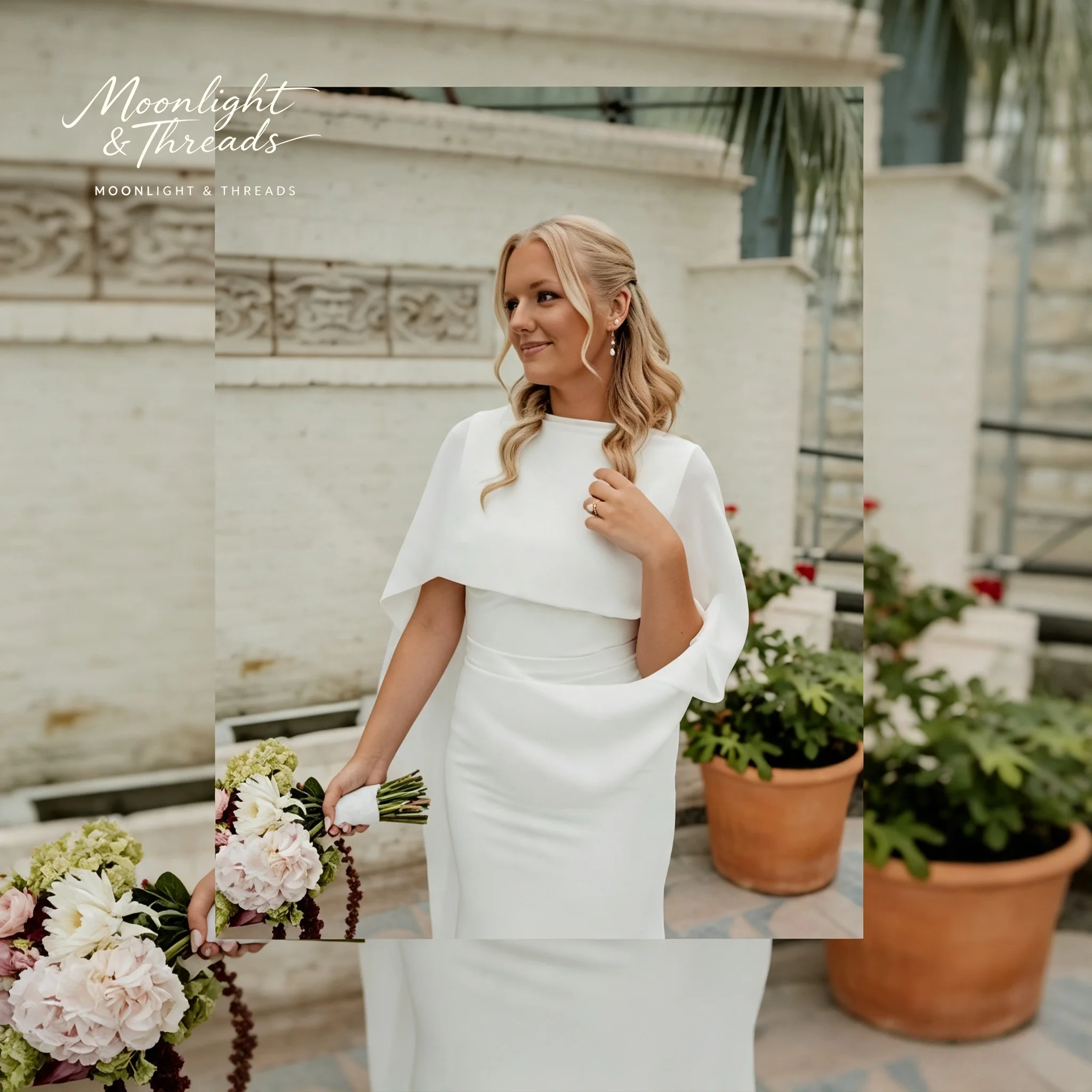 Lace sleeveless boat-neck blouse mermaid long dress with large skirt bride's wedding dress