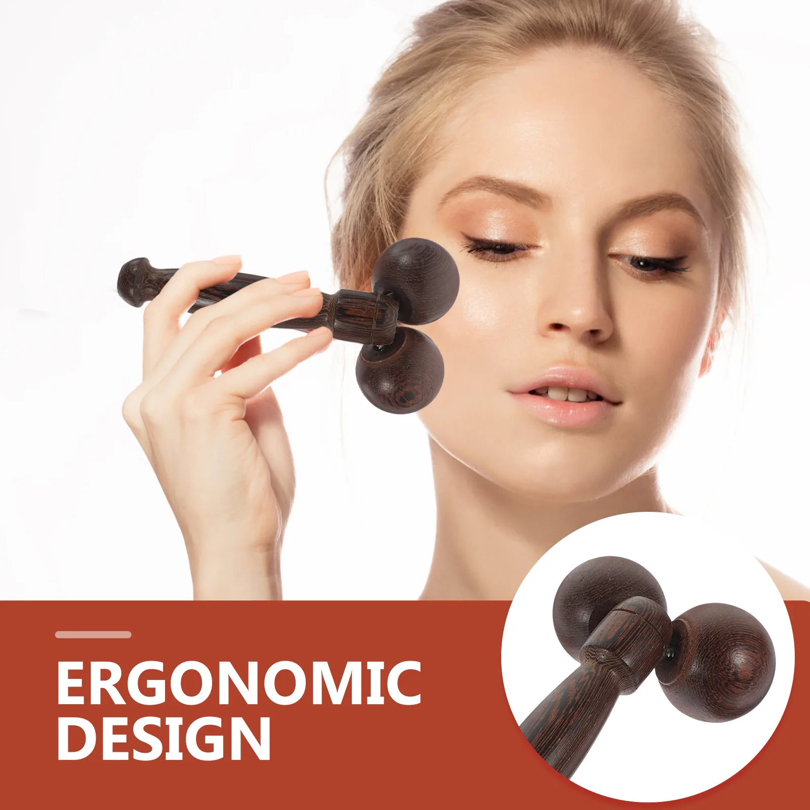 

Facial Massager Chicken Wing Wood Double Balls Roller Face Body Spa Tools Skin Care Women Manual Massager Neck Back Foot