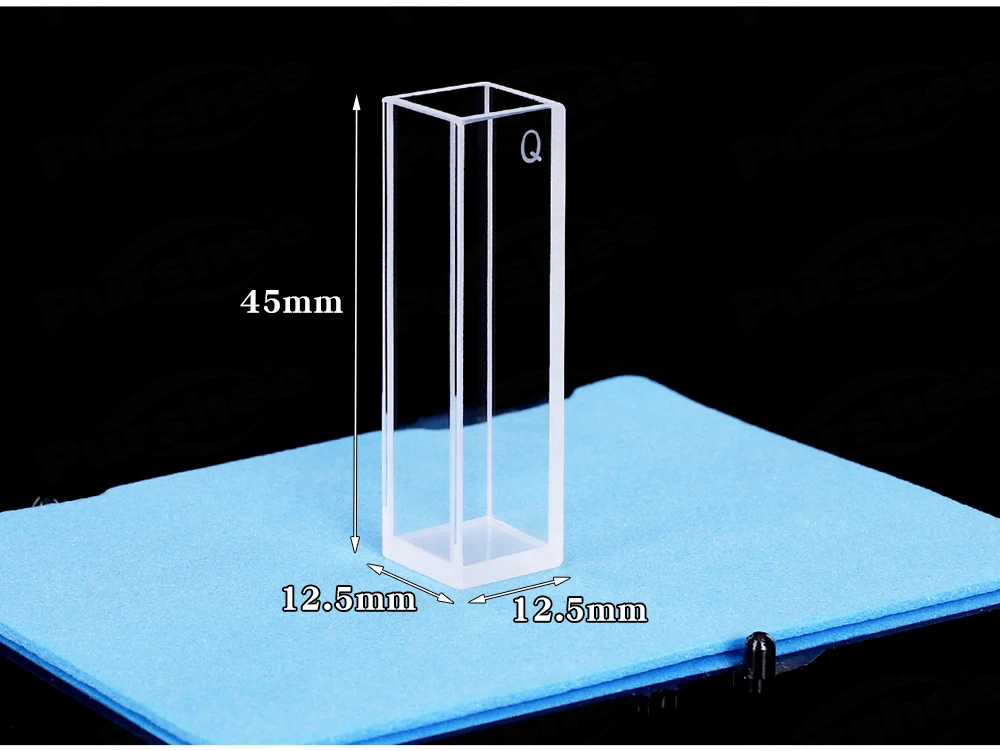 1 Stück Standard-Quarz-Fluoreszenzküvette, 10 mm, 4-seitig transparent, hohe Lichtdurchlässigkeit, verschiedene Ausführungen für UV-Vis-Spektrophotometer. – Detail 6