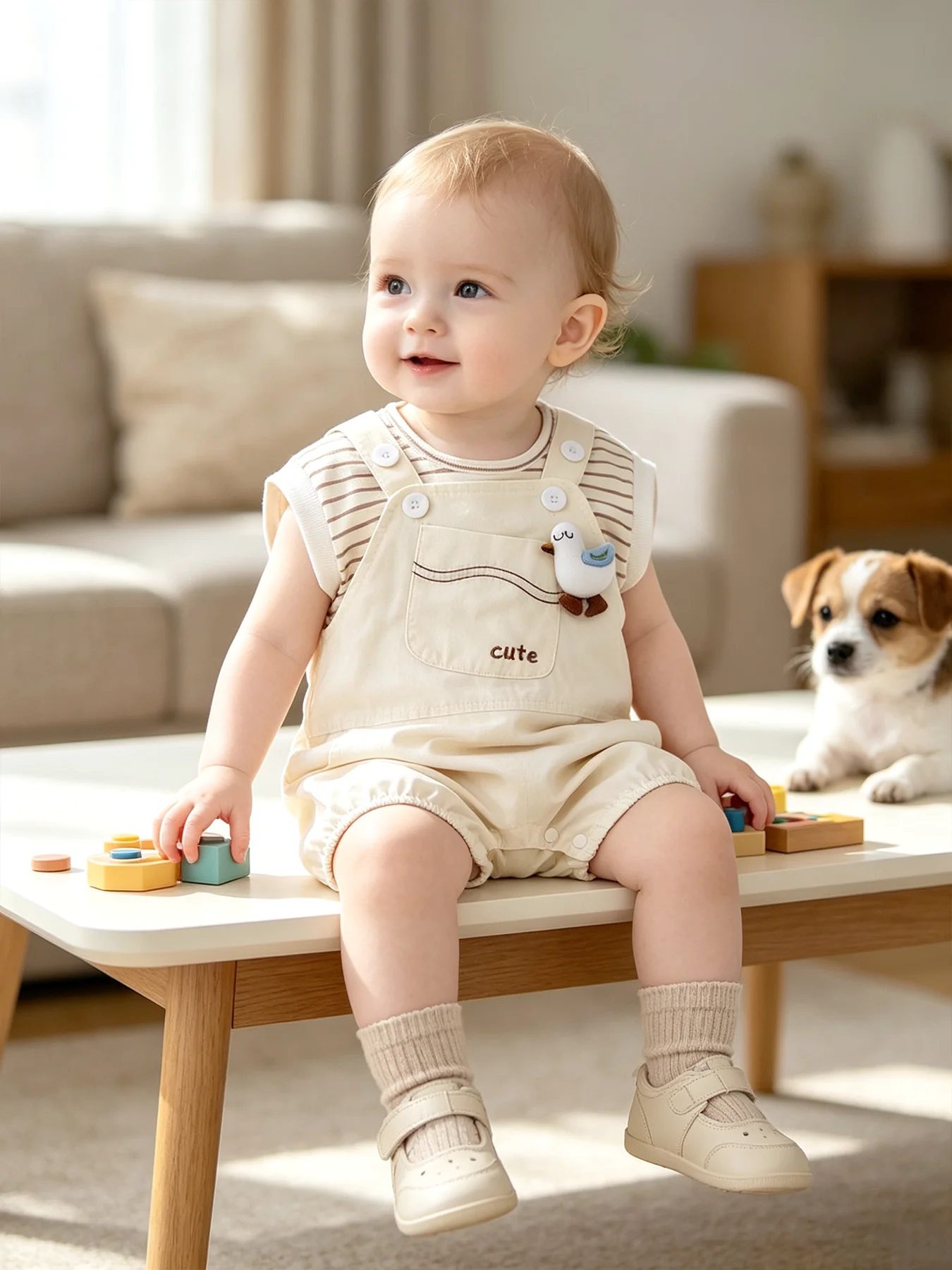 3D-Entenmuster-Outfit für Babymädchen: Süßes zweiteiliges Sommer-Set für Neugeborene mit verstellbaren Trägern für Ausflüge und Kleinkinderkleidung – Detail 8