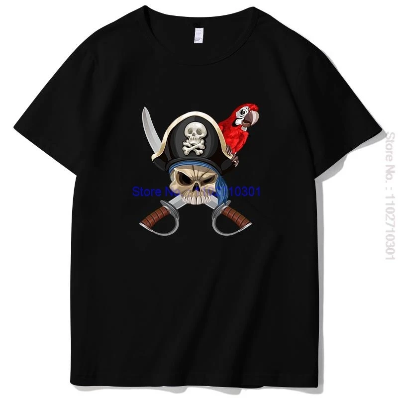 Skull Crossbones Pirate Graphic T Shirts Cotton Short Sleeve T-Shirt Tees Tops Summer Tees Tops O-Neck Mens Print T Shirt