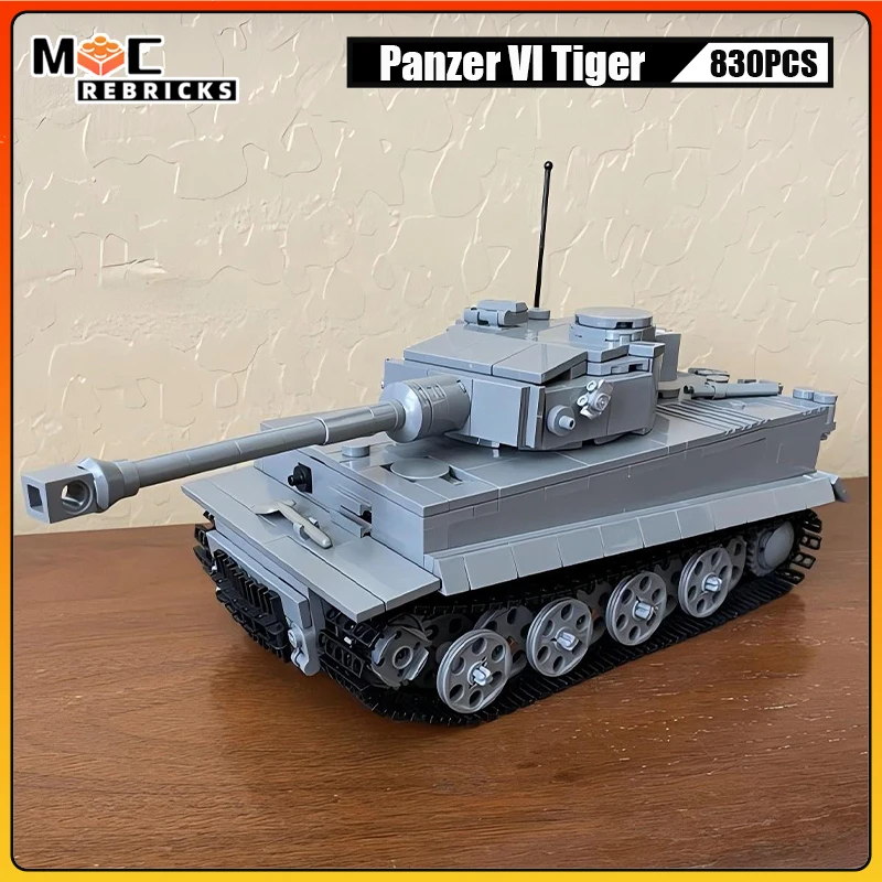 

WW2 German Heavy Tank Panzer VI Tiger Armoured Chariot Military Armed Vehicles MOC Building Blocks Kid's DIY Toys Xmas Gifts